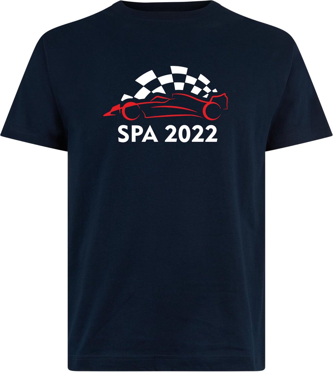 T-shirt Spa 2022 met raceauto | Max Verstappen / Red Bull Racing / Formule 1 fan | Grand Prix Circuit Spa-Francorchamps | kleding shirt | Navy | maat XS